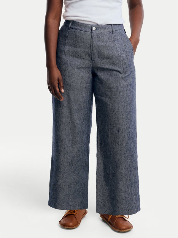 Petra-pellavahousut, deniminsininen