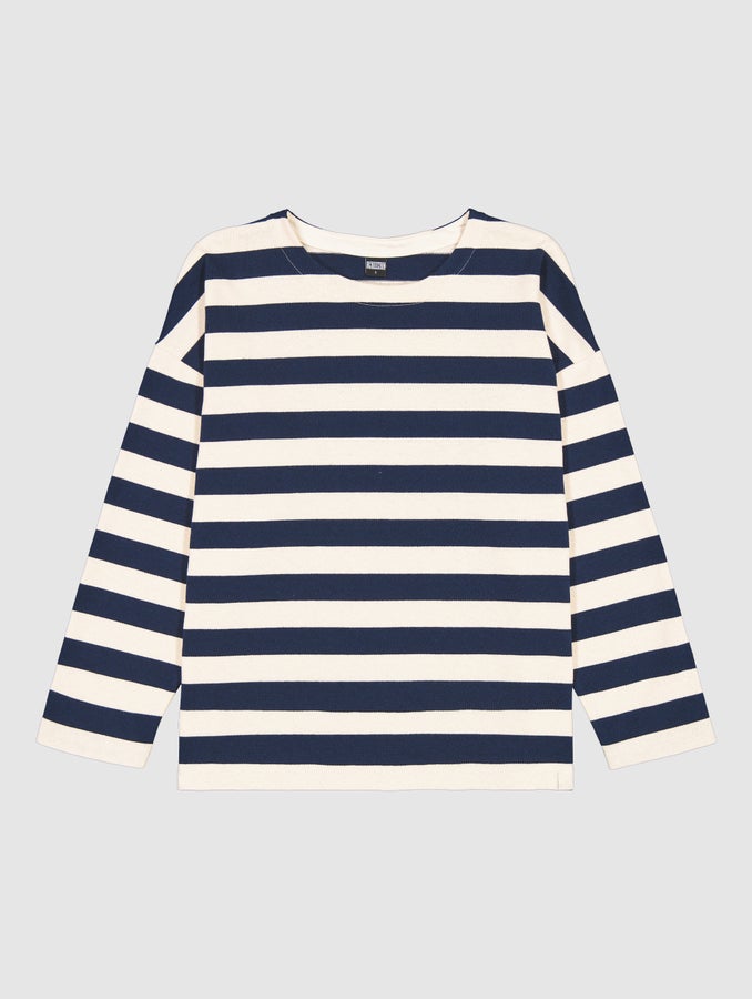 Livia-raitapaita, musteensininen/koivu raita